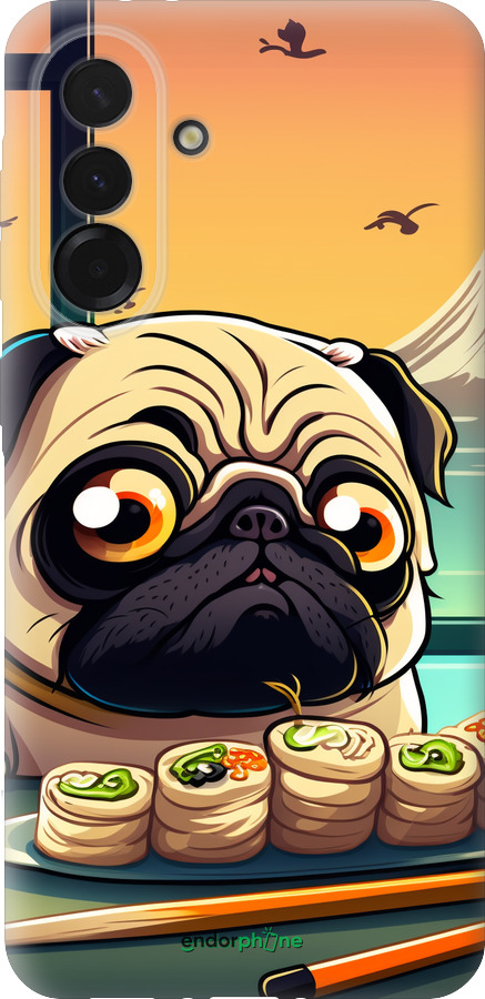 Силиконовый чехол Мопс и суши для Samsung Galaxy A36 - 5588u-3836 изображение 