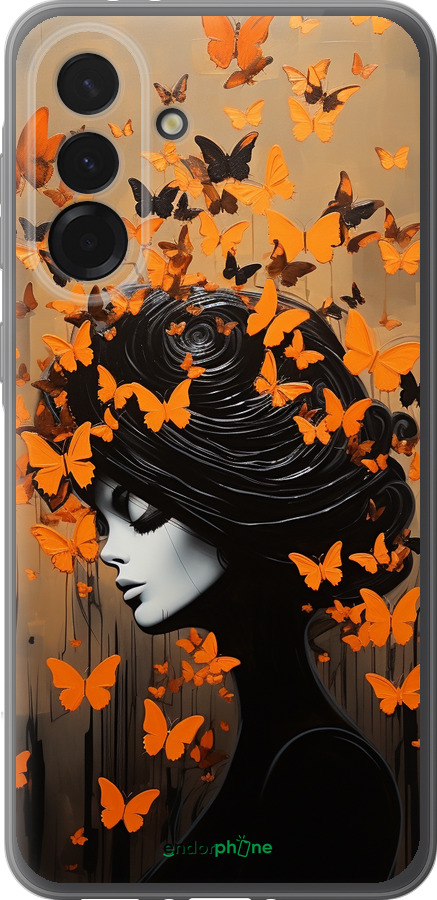 Силиконовый чехол Чехол для телефона Девушка с оранжевыми бабочками для Samsung Galaxy A36 - 5940u-3836 изображение 