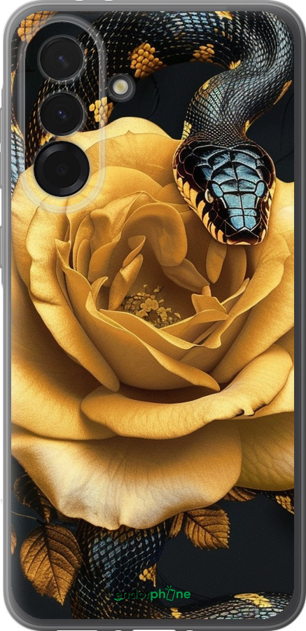 Силиконовый чехол Black snake and golden rose для Samsung Galaxy A36 - 6068u-3836 изображение 