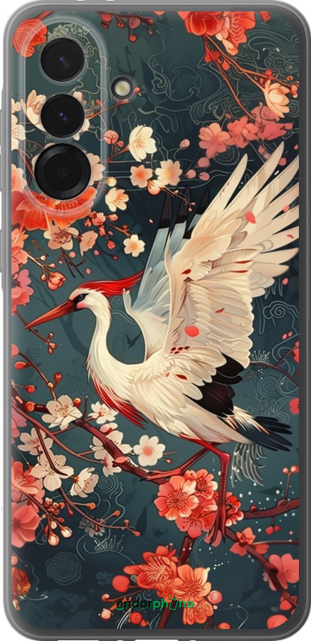 Силиконовый чехол Сакура и аист для Samsung Galaxy A36 - 6108u-3836 изображение 