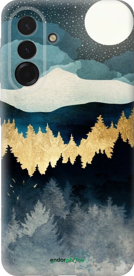 Силиконовый чехол Ночной пейзаж с лесом и горами для Samsung Galaxy A36 - 6493u-3836 изображение 