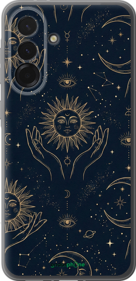 Силиконовый чехол Celestial Harmony: Sun & Moon Gold Mystic Pattern для Samsung Galaxy A36 - 6778u-3836 изображение 