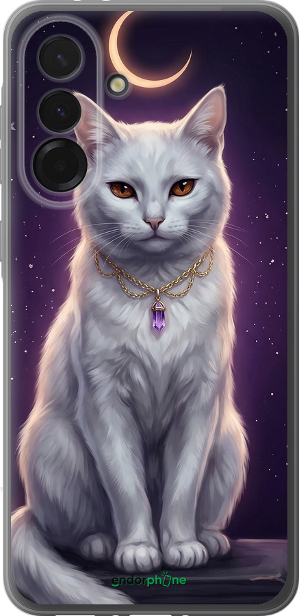 Силіконовий чехол Mystic White Cat Gothic Dark Purple Gold для Samsung Galaxy A36 - 6805u-3836 изображение 