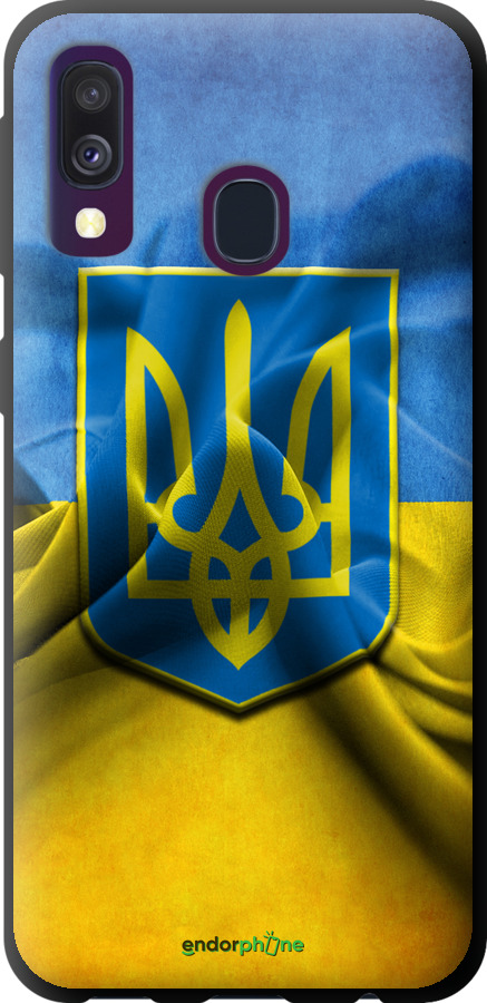 

TPU чорний чохол "Прапор та герб України" для Samsung Galaxy A40 2019 A405F, Блакитний