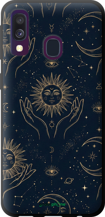 TPU чехол Celestial Harmony: Sun & Moon Gold Mystic Pattern для Samsung Galaxy A40 2019 A405F - 6778b-1672 изображение 