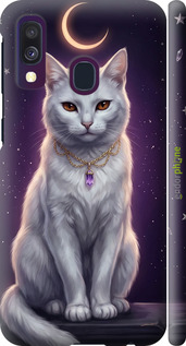 3D пластиковый матовый чехол Mystic White Cat Gothic Dark Purple Gold для Samsung Galaxy A40 2019 A405F - 6805m-1672 изображение 