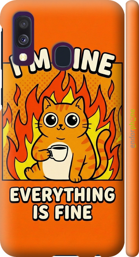 3D пластиковый матовый чехол Funny Cat для Samsung Galaxy A40 2019 A405F - 6786m-1672 изображение 