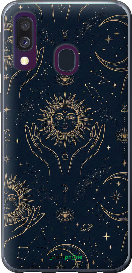 2D пластиковий чехол Celestial Harmony: Sun & Moon Gold Mystic Pattern для Samsung Galaxy A40 2019 A405F - 6778t-1672 изображение 