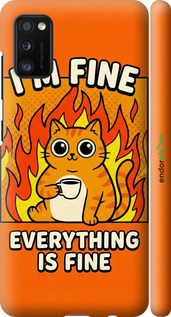 3D пластиковый матовый чехол Funny Cat для Samsung Galaxy A41 A415F - 6786m-1886 изображение 