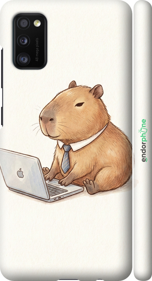 3D пластиковый матовый чехол Funny Capybara CEO Working для Samsung Galaxy A41 A415F - 6777m-1886 изображение 