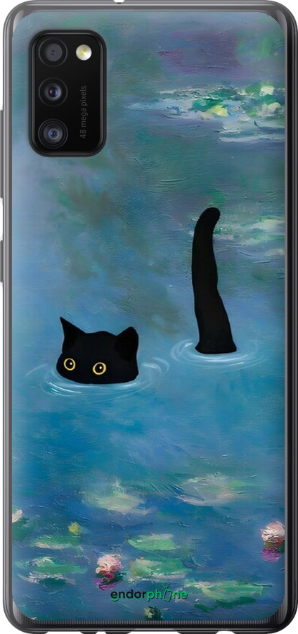2D пластиковый чехол С изображением кота и водяной лилии Monet для Samsung Galaxy A41 A415F - 6519t-1886 изображение 