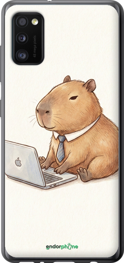 2D пластиковый чехол Funny Capybara CEO Working для Samsung Galaxy A41 A415F - 6777t-1886 изображение 