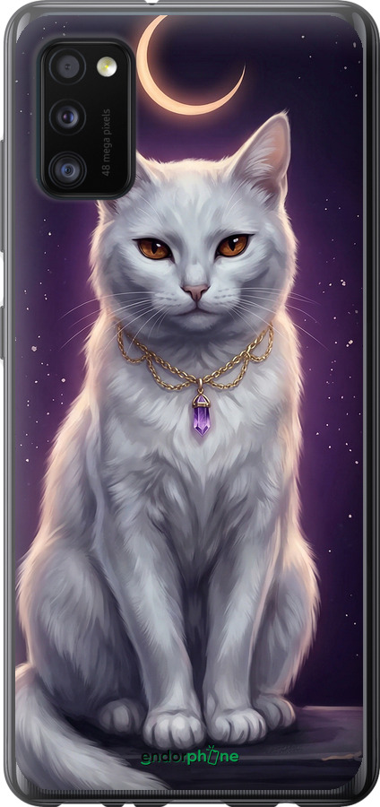 2D пластиковый чехол Mystic White Cat Gothic Dark Purple Gold для Samsung Galaxy A41 A415F - 6805t-1886 изображение 