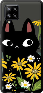 TPU чехол Черный кот с цветами для Samsung Galaxy A42 A426B - 6448b-2098 изображение 