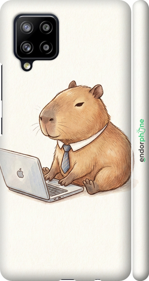 3D пластиковий матовий чехол Funny Capybara CEO Working для Samsung Galaxy A42 A426B - 6777m-2098 изображение 