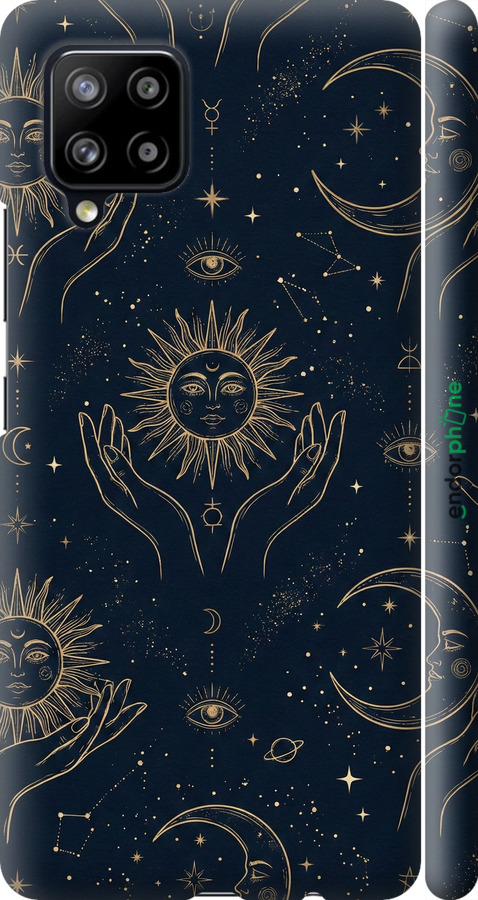3D пластиковий матовий чехол Celestial Harmony: Sun & Moon Gold Mystic Pattern для Samsung Galaxy A42 A426B - 6778m-2098 изображение 