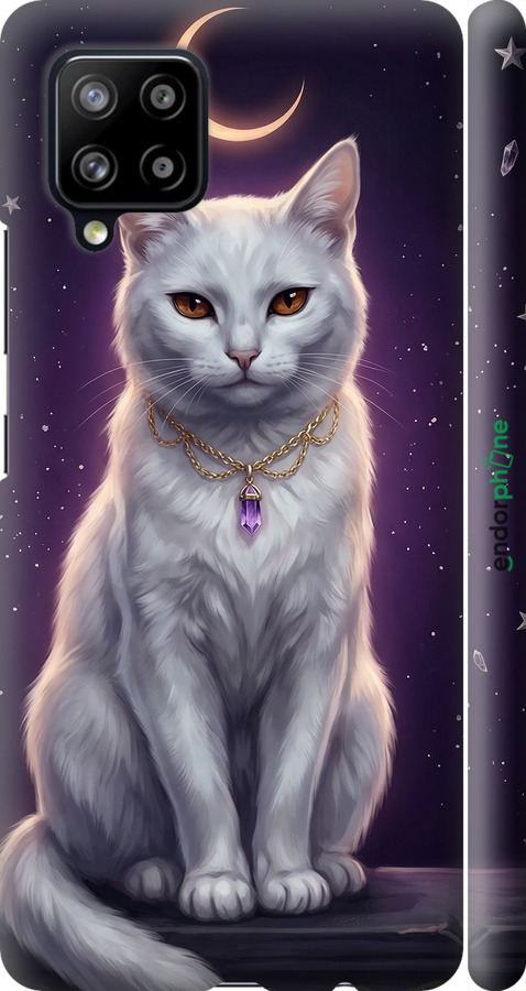 3D пластиковий матовий чехол Mystic White Cat Gothic Dark Purple Gold для Samsung Galaxy A42 A426B - 6805m-2098 изображение 