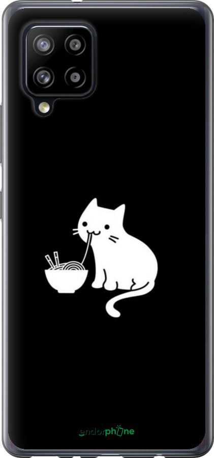 Силіконовий чехол Милий кіт на чорному фоні для Samsung Galaxy A42 A426B - 6528u-2098 изображение 