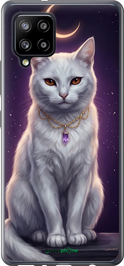 2D пластиковый чехол Mystic White Cat Gothic Dark Purple Gold для Samsung Galaxy A42 A426B - 6805t-2098 изображение 