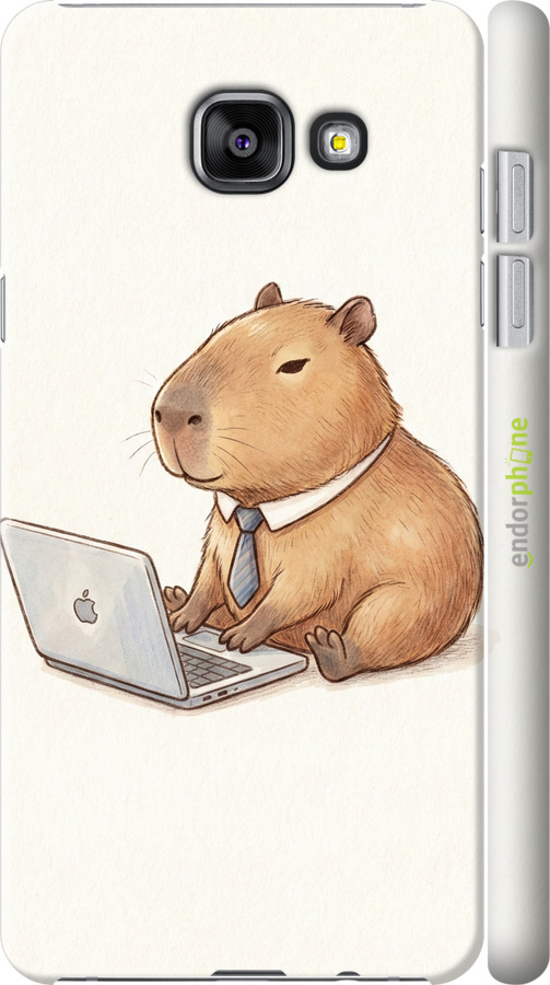 3D пластиковый глянцевый чехол Funny Capybara CEO Working для Samsung Galaxy A5 (2016) A510F - 6777c-158 изображение 