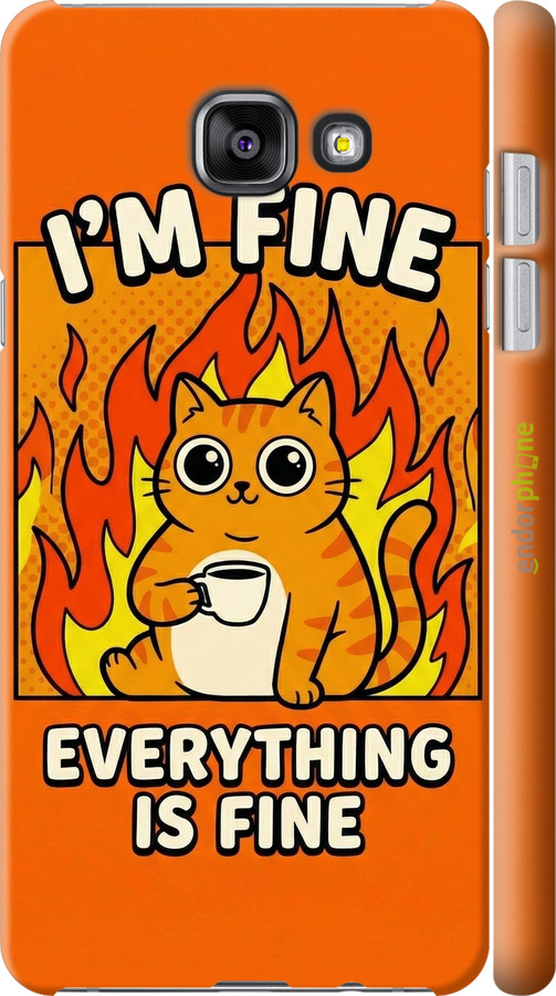 3D пластиковий глянцевий чехол Funny Cat для Samsung Galaxy A5 (2016) A510F - 6786c-158 изображение 