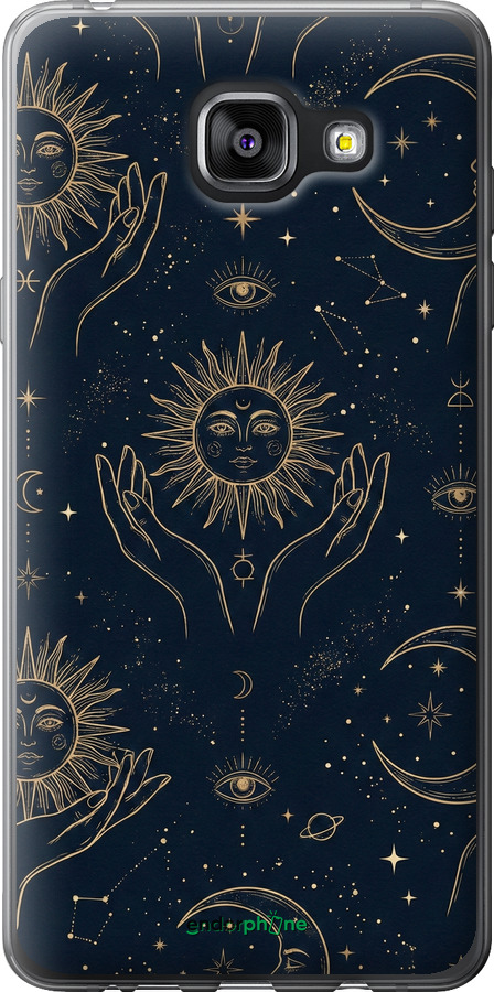 Силиконовый чехол Celestial Harmony: Sun & Moon Gold Mystic Pattern для Samsung Galaxy A5 (2016) A510F - 6778u-158 изображение 