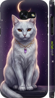 3D пластиковый глянцевый чехол Mystic White Cat Gothic Dark Purple Gold для Samsung Galaxy A5 (2017) - 6805c-444 изображение 