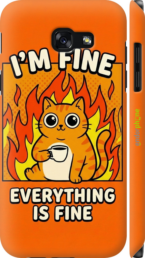 3D пластиковий глянцевий чехол Funny Cat для Samsung Galaxy A5 (2017) - 6786c-444 изображение 