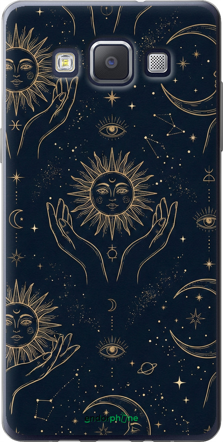 Силиконовый чехол Celestial Harmony: Sun & Moon Gold Mystic Pattern для Samsung Galaxy A5 A500H - 6778u-73 изображение 