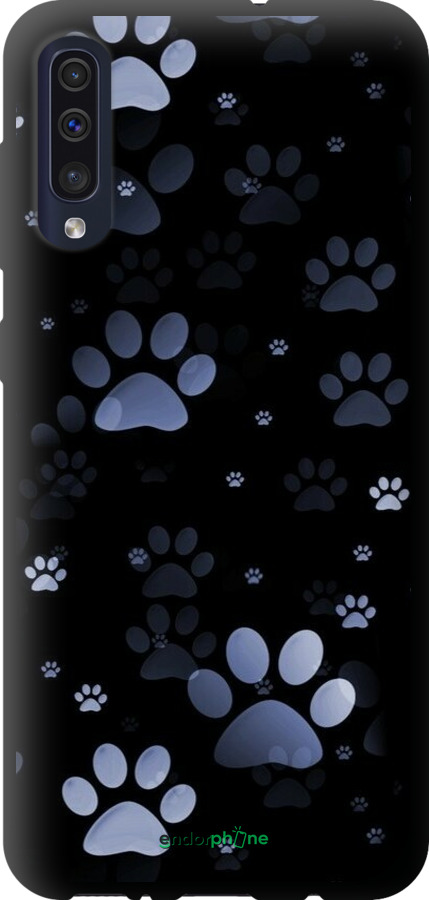 TPU чехол З синіми відбитками лап для Samsung Galaxy A50 2019 A505F - 6441b-1668 изображение 