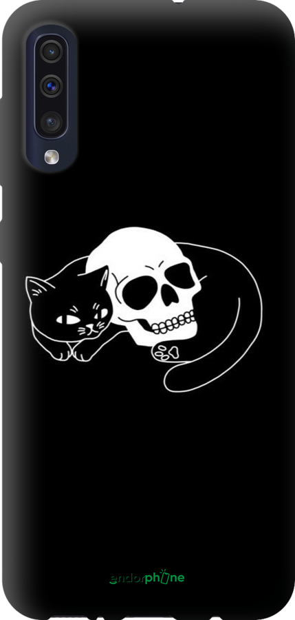 TPU чехол С изображением кота и черепа для Samsung Galaxy A50 2019 A505F - 6491b-1668 изображение 