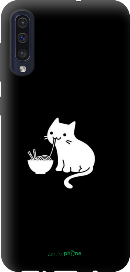 TPU чехол С милым котом на черном фоне для Samsung Galaxy A50 2019 A505F - 6528b-1668 изображение 