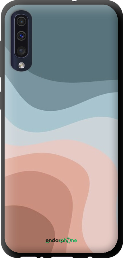 TPU чехол С синими и розовыми волнами в стиле ретро для Samsung Galaxy A50 2019 A505F - 6532b-1668 изображение 