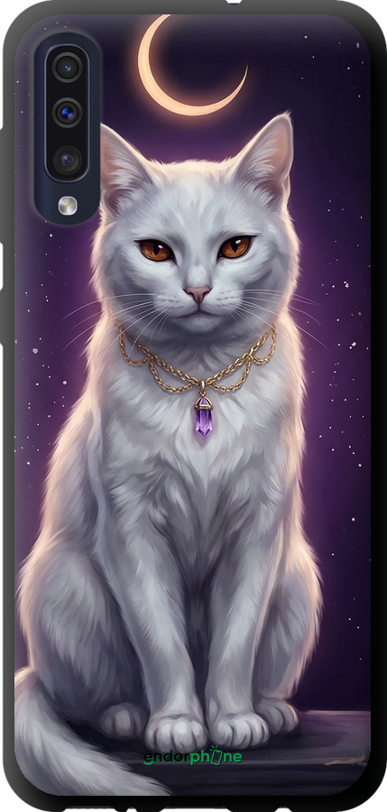 TPU чехол Mystic White Cat Gothic Dark Purple Gold для Samsung Galaxy A50 2019 A505F - 6805b-1668 изображение 