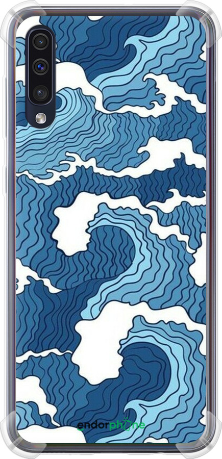 Силикон с усиленными углами чехол Абстрактный рисунок морских волн для Samsung Galaxy A30s A307F - 6538sp-1804 изображение 