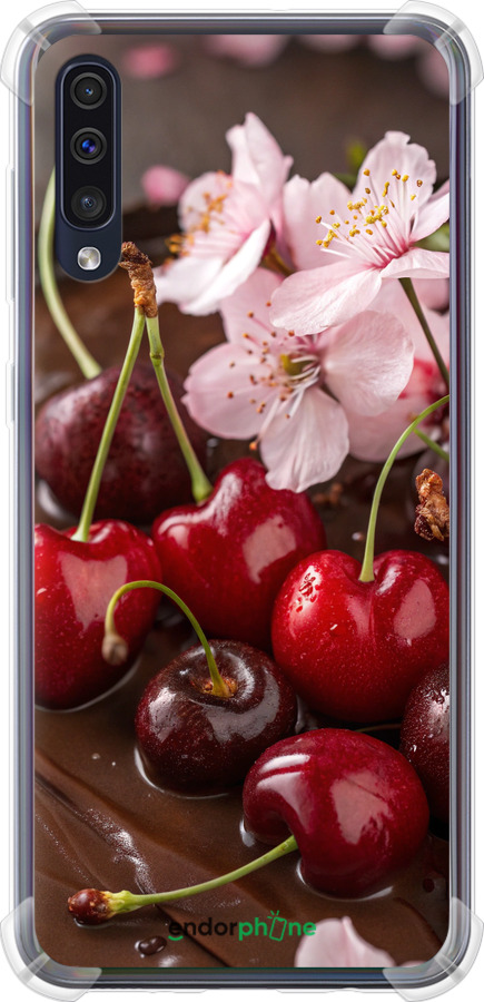 Силикон с усиленными углами чехол Вишня в шоколаде для Samsung Galaxy A50 2019 A505F - 6698sp-1668 изображение 