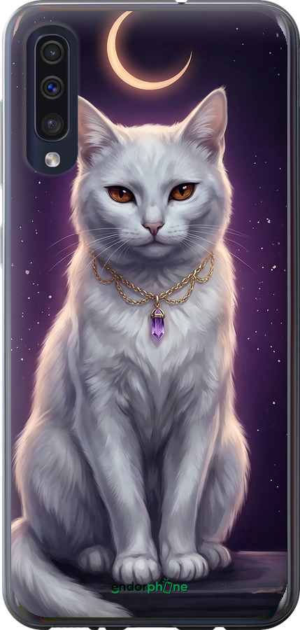 2D пластиковий чехол Mystic White Cat Gothic Dark Purple Gold для Samsung Galaxy A30s A307F - 6805t-1804 изображение 
