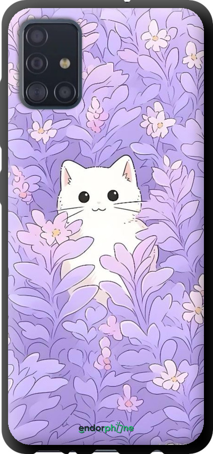 TPU чехол Котик в цветах для Samsung Galaxy A51 2020 A515F - 6390b-1827 изображение 