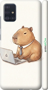 3D пластиковий матовий чехол Funny Capybara CEO Working для Samsung Galaxy A51 2020 A515F - 6777m-1827 изображение 