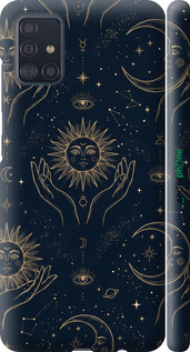 3D пластиковий матовий чехол Celestial Harmony: Sun & Moon Gold Mystic Pattern для Samsung Galaxy A51 2020 A515F - 6778m-1827 изображение 