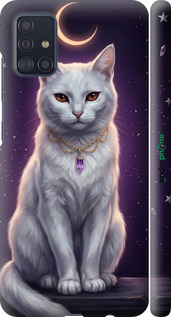 3D пластиковий матовий чехол Mystic White Cat Gothic Dark Purple Gold для Samsung Galaxy A51 2020 A515F - 6805m-1827 изображение 