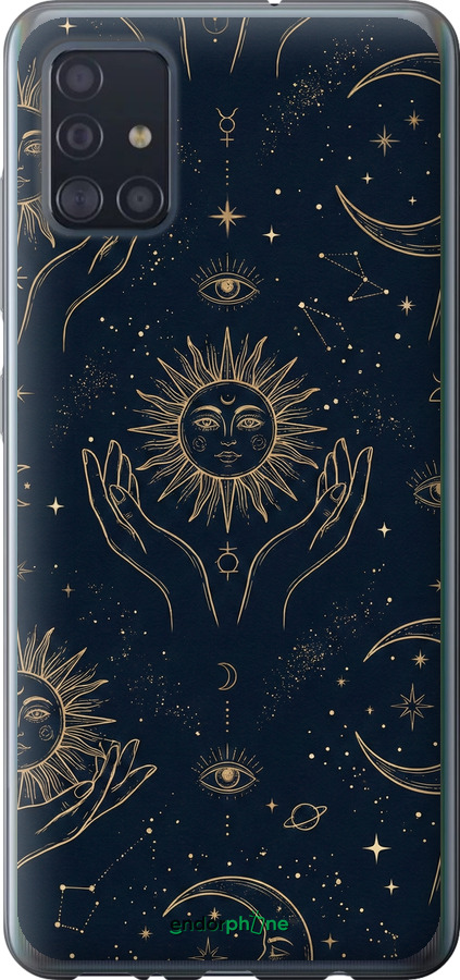 2D пластиковый чехол Celestial Harmony: Sun & Moon Gold Mystic Pattern для Samsung Galaxy A51 2020 A515F - 6778t-1827 изображение 