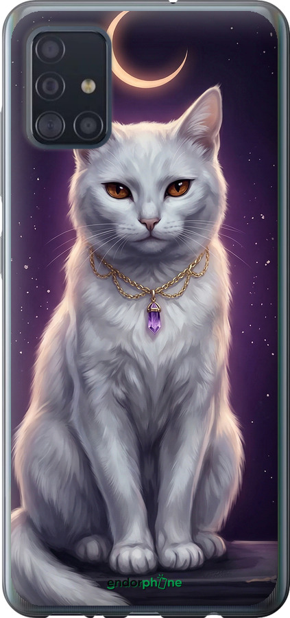 2D пластиковый чехол Mystic White Cat Gothic Dark Purple Gold для Samsung Galaxy A51 2020 A515F - 6805t-1827 изображение 