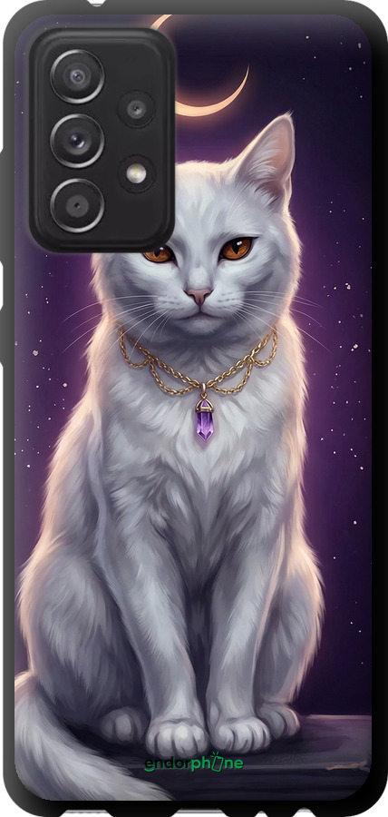 TPU чехол Mystic White Cat Gothic Dark Purple Gold для Samsung Galaxy A52 - 6805b-2251 изображение 