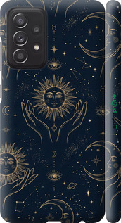 3D пластиковый матовый чехол Celestial Harmony: Sun & Moon Gold Mystic Pattern для Samsung Galaxy A52 - 6778m-2251 изображение 