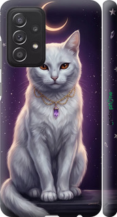 3D пластиковый матовый чехол Mystic White Cat Gothic Dark Purple Gold для Samsung Galaxy A52 - 6805m-2251 изображение 