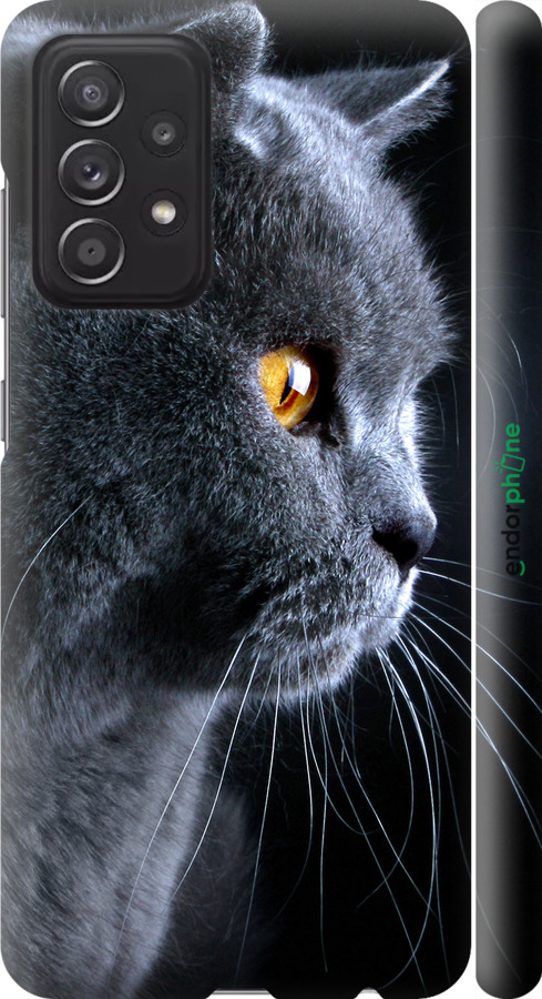 

3D пластиковий матовий чохол "Гарний кіт" для Samsung Galaxy A52, Чорний