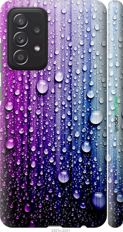 

3D пластиковий матовий чохол "Краплини води" для Samsung Galaxy A52, Синій