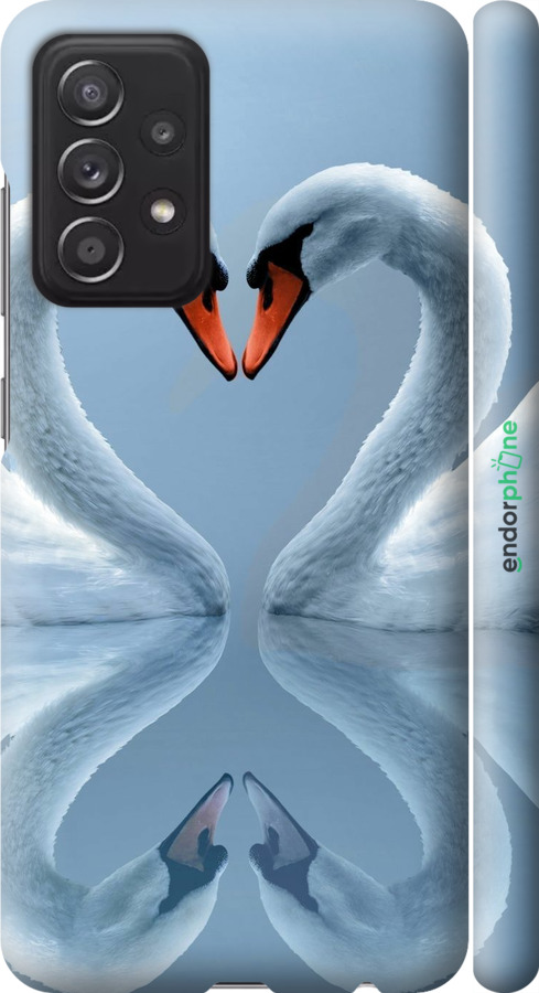3D пластиковый матовый чехол Лебеди для Samsung Galaxy A52 - 6007m-2251 изображение 