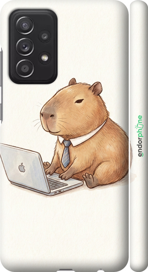 3D пластиковий матовий чехол Funny Capybara CEO Working для Samsung Galaxy A52s 5G A528B - 6777m-2583 изображение 